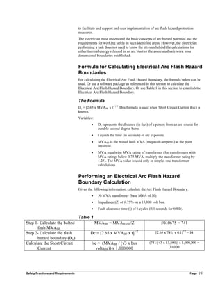 Safety Practices and Requirements Electrical Arc Flash Hazard ...