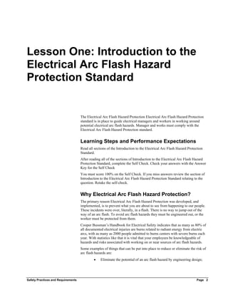 Safety Practices and Requirements Electrical Arc Flash Hazard ...
