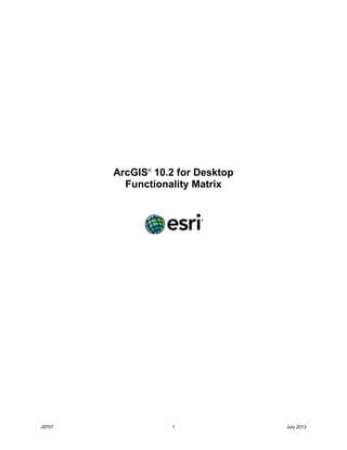 J9707 1 July 2013
ArcGIS®
10.2 for Desktop
Functionality Matrix
 