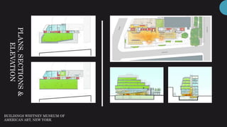 PLANS,SECTIONS&
ELEVATION
BUILDINGS WHITNEY MUSEUM OF
AMERICAN ART, NEW YORK
 