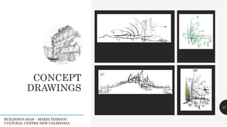 CONCEPT
DRAWINGS
Legacy descriptionLegacy description 32
Legacy description
BUILDINGS JEAN – MARIE TIJIBAOU
CULTURAL CENTRE NEW CALEDONIA
 