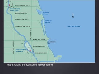 map showing the location of Goose Island
 