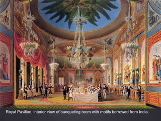 Royal Pavilion, interior view of banqueting room with motifs borrowed from India.
 