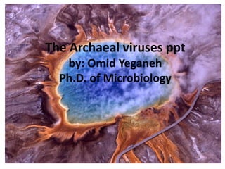 The Archaeal viruses ppt
by: Omid Yeganeh
Ph.D. of Microbiology
1
 