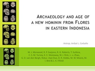ARCHAEOLOGY AND AGE OF
A NEW HOMININ FROM FLORES
IN EASTERN INDONESIA
 