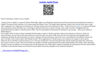 Archaic Apollo Poem | PPT