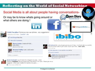 Reflecting on the World of Social Networking   Social Media is all about people having conversations-   Or may be to know whats going around or what others are doing !                                                                                      