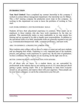 tata steel project on "contract labour management" | DOCX
