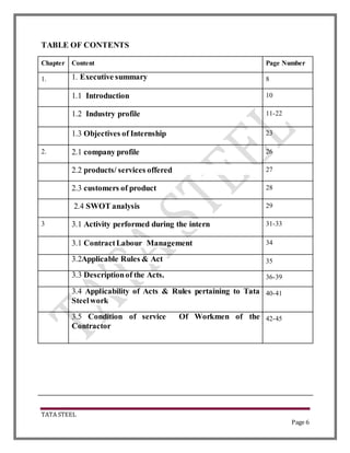 tata steel project on "contract labour management" | DOCX