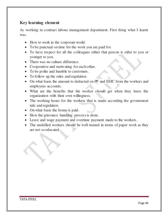 Mba Project On Contract Labour Management tata steel project on quot contract labour management quot Mba Project On Contract Labour Management tata steel project on quot contract labour management quot
