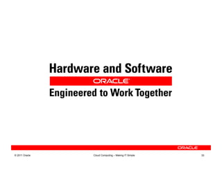 © 2011 Oracle   Cloud Computing – Making IT Simple   33
 