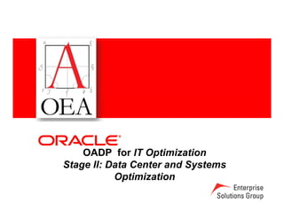 OADP for IT Optimization
Stage II: Data Center and Systems
           Optimization
 