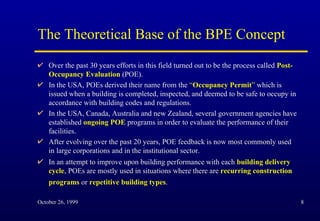Building Performance Evaluation - Post Occupancy Evaluation | PPT