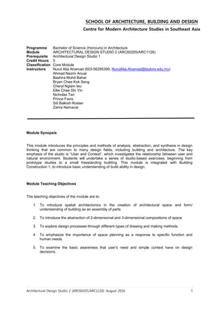 Arch design studio 2 module outline | PDF