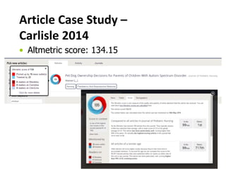 Article Case Study –
Carlisle 2014
• Altmetric score: 134.15
 