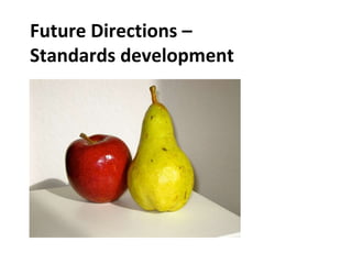 Future Directions –
Standards development
 