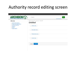 Authority record editing screen
 