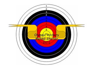 1 Olympic Archery Mental Starter (+/-) 1 2 5 6 7 8 9 10 3 4 