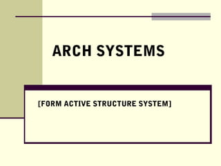 [FORM ACTIVE STRUCTURE SYSTEM]
ARCH SYSTEMS
 