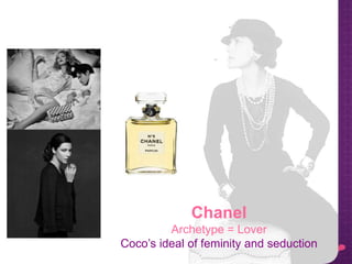 Chanel
Archetype = Lover
Coco’s ideal of feminity and seduction
Chanel
 