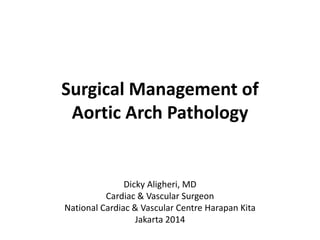 Surgical Management of
Aortic Arch Pathology
Dicky Aligheri, MD
Cardiac & Vascular Surgeon
National Cardiac & Vascular Centre Harapan Kita
Jakarta 2014
 