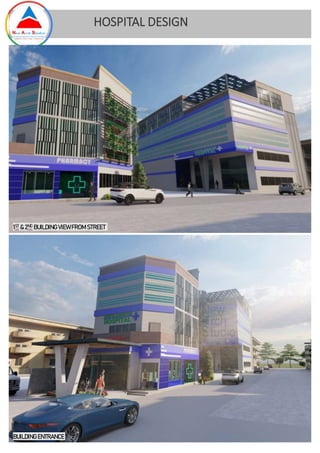 HOSPITAL DESIGN
1ST & 2ND BUILDING VIEW FROM STREET
BUILDING ENTRANCE
 