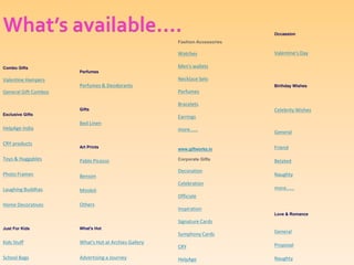 What’s available….