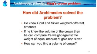 26
Archimedes principleKing’s crown problem
 