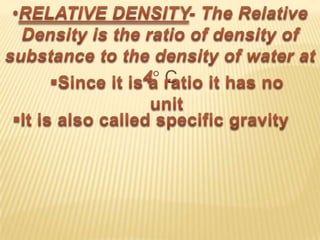 Density formula  Units of Density can be found usingDensity = 	  Mass		m			Volume		v Units g/ml, g/cm3, g/cc	Remember 1 ml = 1 cm3  =  1 cc