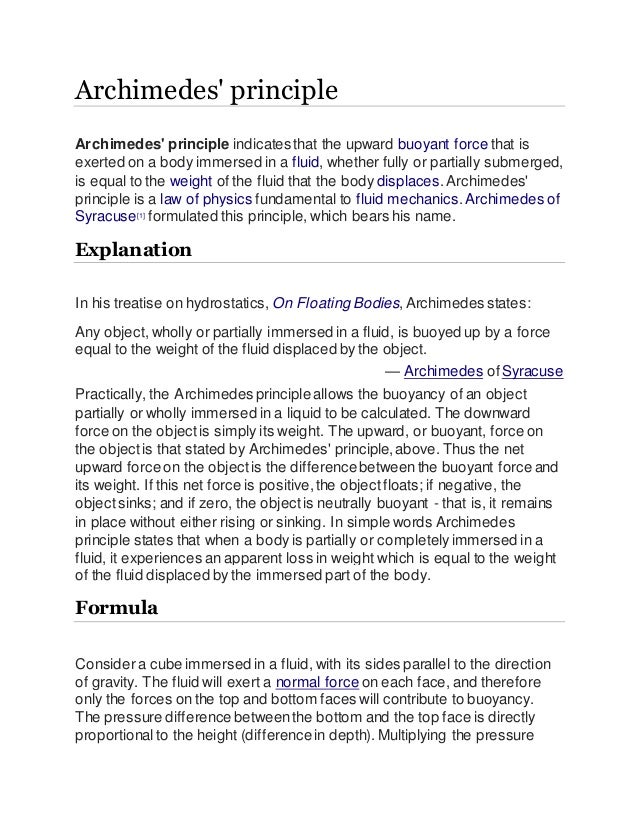 Archimedes' principle