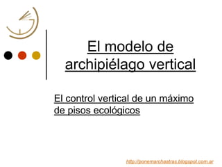 El modelo de
archipiélago vertical
El control vertical de un máximo
de pisos ecológicos
http://ponemarchaatras.blogspot.com.ar
 