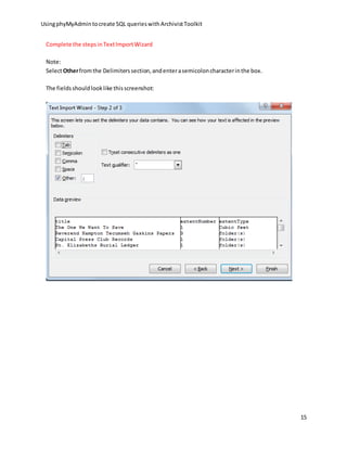 Archivists toolkit SQL - a tutorial | PDF