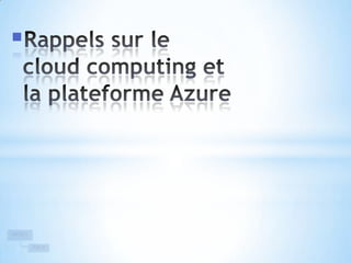 Rappels sur le cloud computing et la plateforme Azure