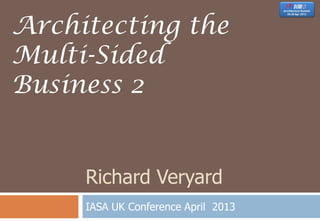 Richard Veryard
IASA UK Conference April 2013
Architecting the
Multi-Sided
Business 2
 