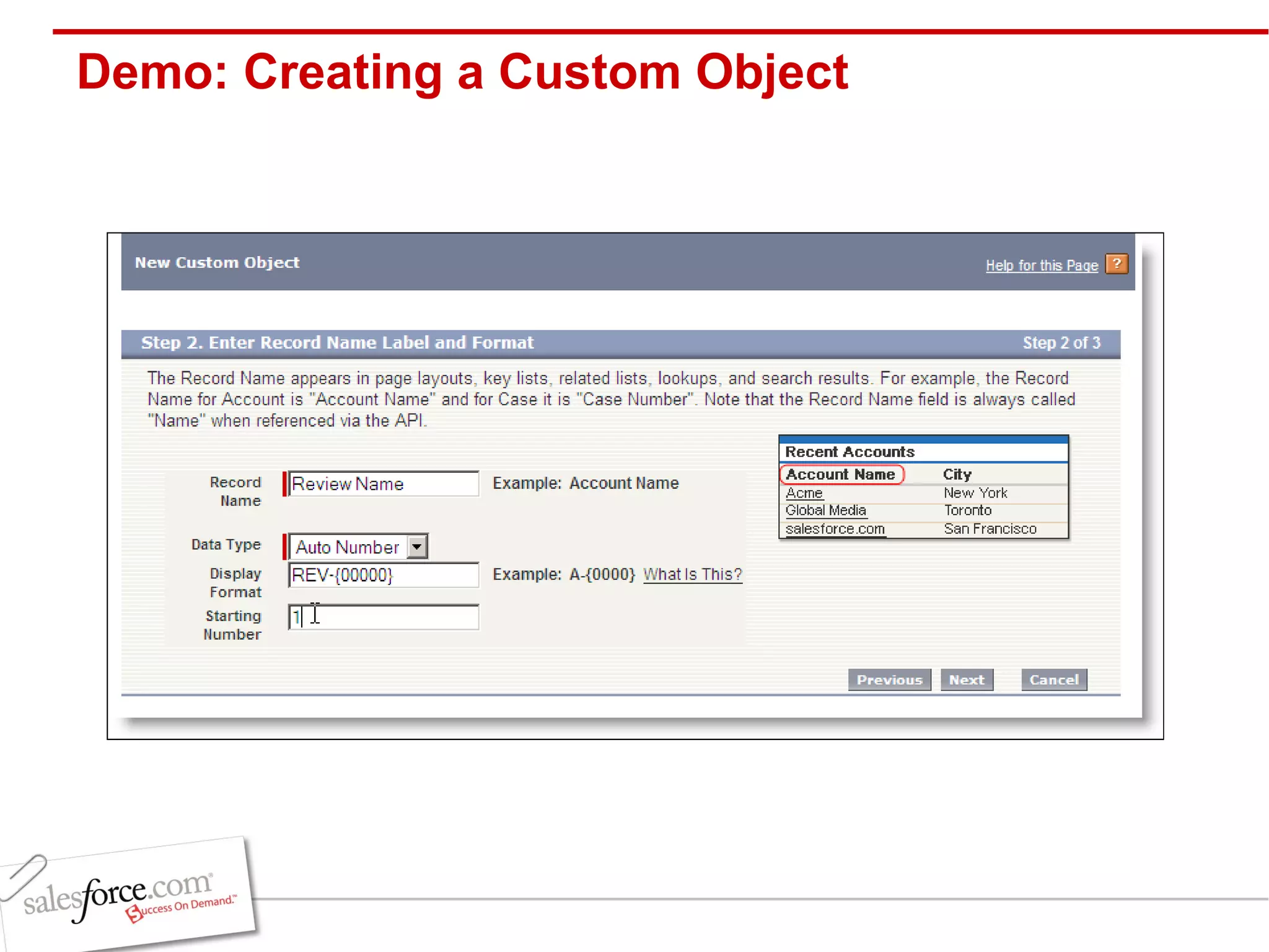 Demo: Creating a Custom Object 