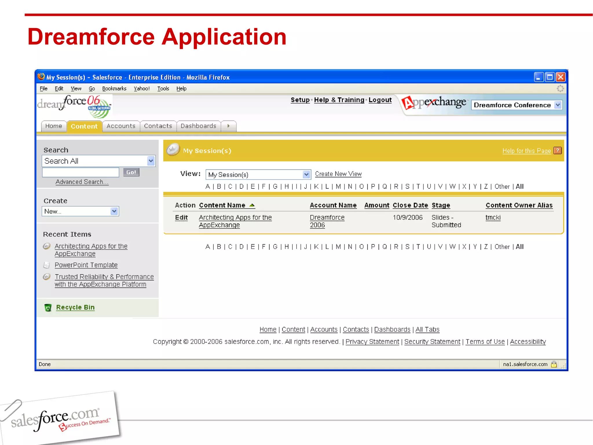 Dreamforce Application 
