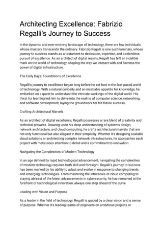 Architecting Excellence_ Fabrizio Regalli's Journey to Success.docx Architecting Excellence_ Fabrizio Regalli's Journey to Success.docx