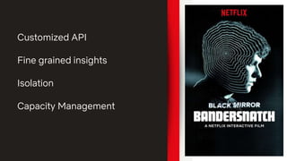 Customized API
Fine grained insights
Isolation
Capacity Management
 