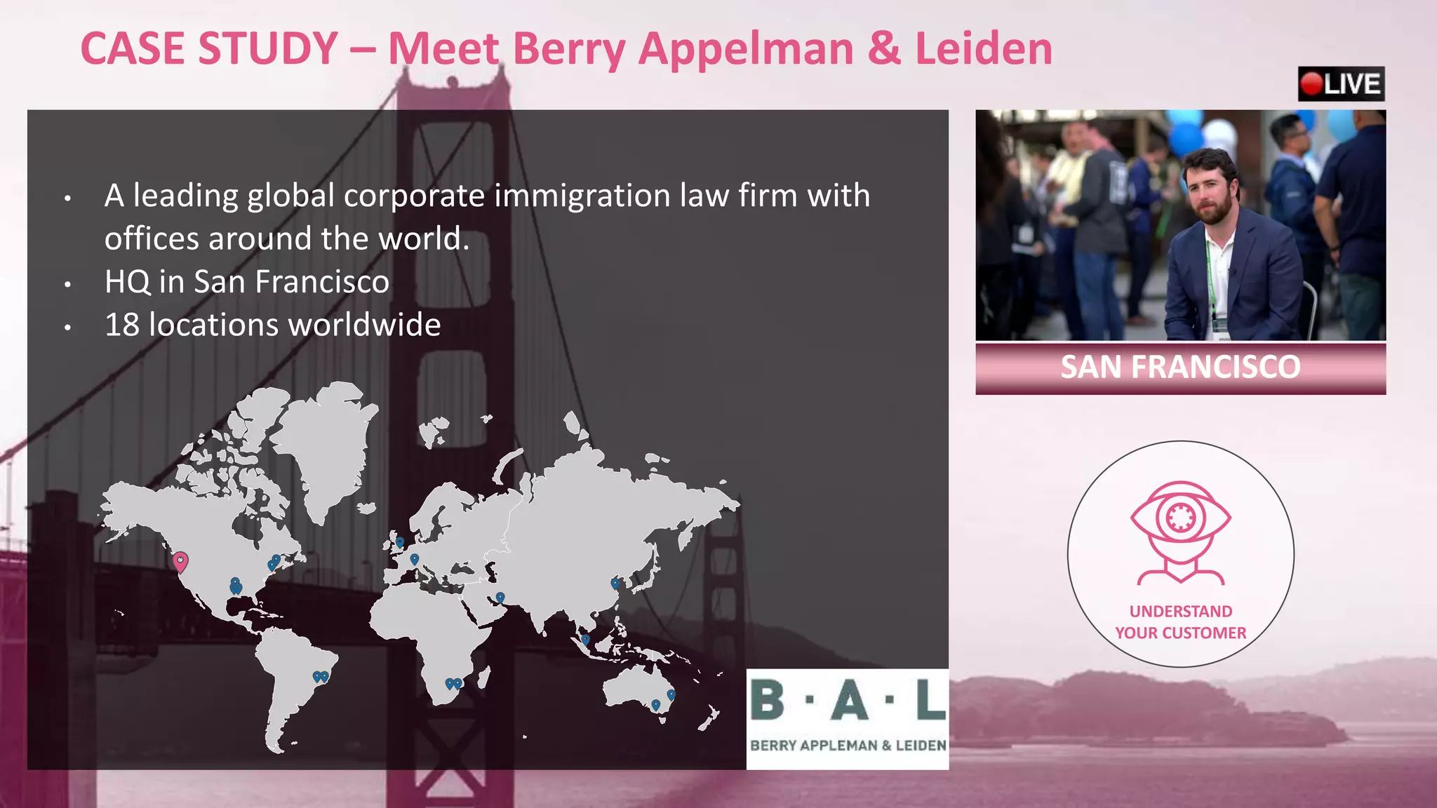 16©2018 Check Point Software Technologies Ltd.
CASE STUDY – Meet Berry Appelman & Leiden
SAN FRANCISCO
• A leading global corporate immigration law firm with
offices around the world.
• HQ in San Francisco
• 18 locations worldwide
UNDERSTAND
YOUR CUSTOMER
 