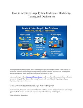 How to Architect Large Python Codebases: Modularity, Testing, and ...