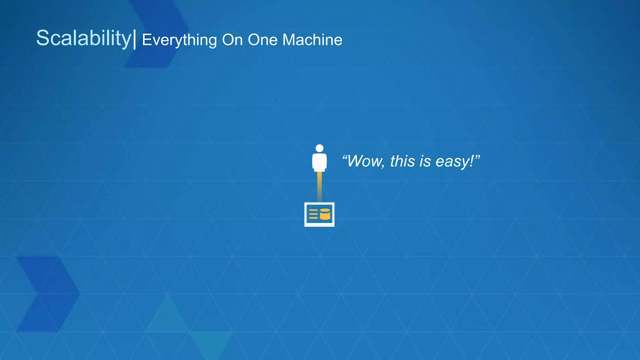 Scalability| Everything On One Machine
“Wow, this is easy!”
 