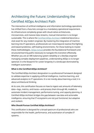 Architecting the Future: Mastering the Certified AIOps Architect Path ...