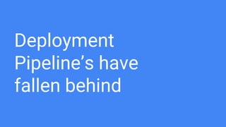Deployment
Pipeline’s have
fallen behind
 