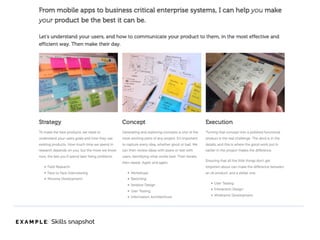 E X A M P L E: Skills snapshot
 