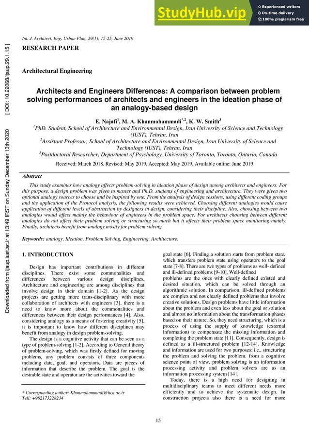 Architects and Engineers Differences A comparison between problem ...