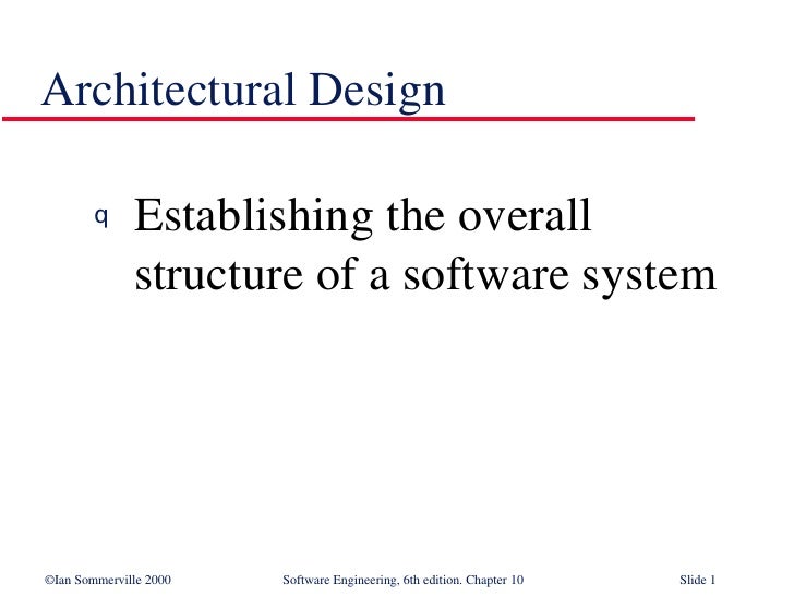 Architectural Design in Software Engineering SE10