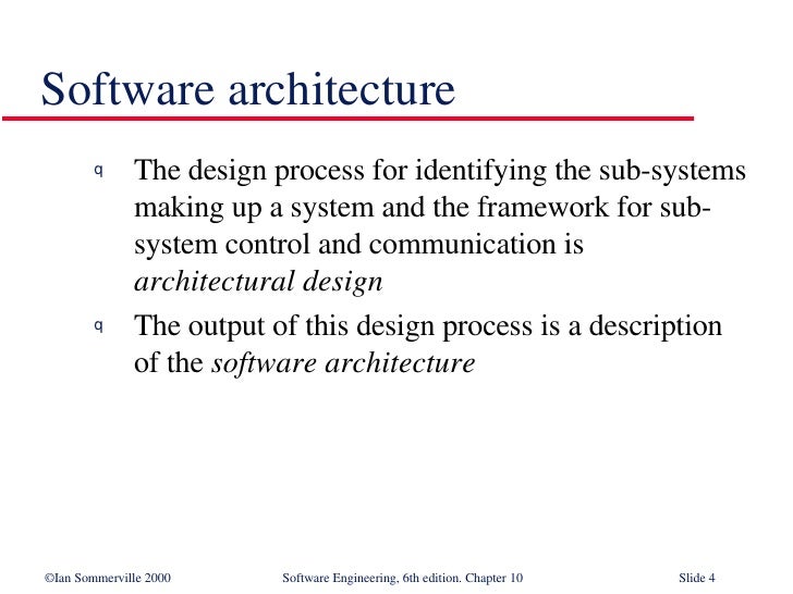 Architectural Design in Software Engineering SE10