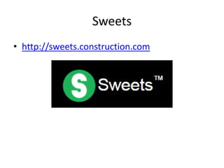 Sweets
• http://sweets.construction.com