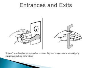 Both of these handles are accessible because they can be operated without tightly
grasping, pinching or twisting
 