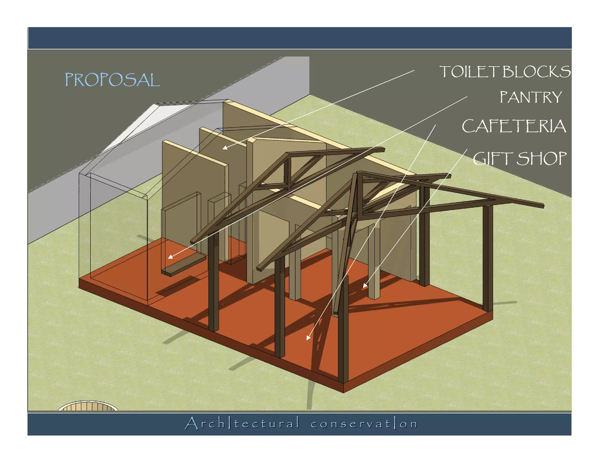 TOILET BLOCKS
PROPOSAL
                                             PANTRY

                                          CAFETERIA

                                           GIFT SHOP




           ArchItectural conservatIon
 